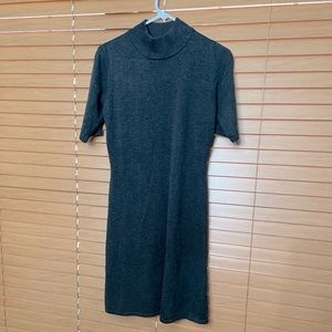 Calvin Klein Woman’s High Neck Knit Bodycon Midi Dress Charcoal Grey S